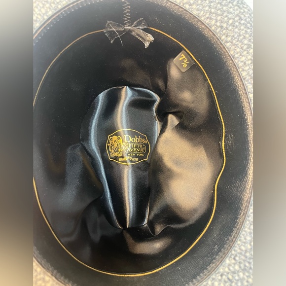 DOBBS Fifth Avenue Fedora Hat Men’s Gray Tweed Feather Size 7 3/8 Vintage - Picture 4 of 5